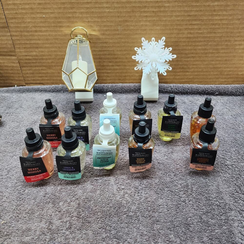 Bath and Body Wallflower lot 2 wall plugs (used) and 11 oils (new) H